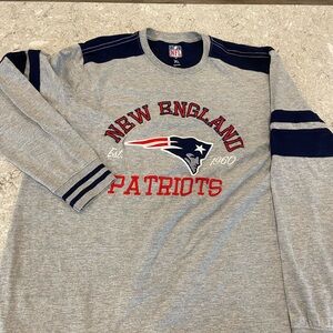 New England Patriots NFL Gray and Navy Long Sleeve Shit-XL